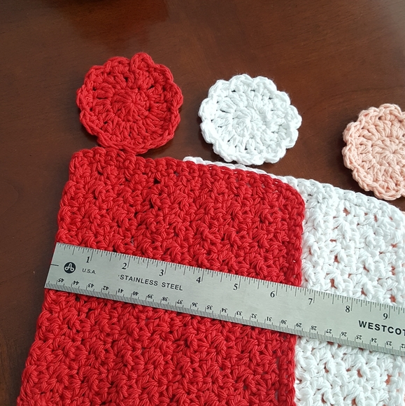 Washcloth and scrubbies set 6pc, 3 each handmade by seller crochet cotton yarn - Picture 9 of 11